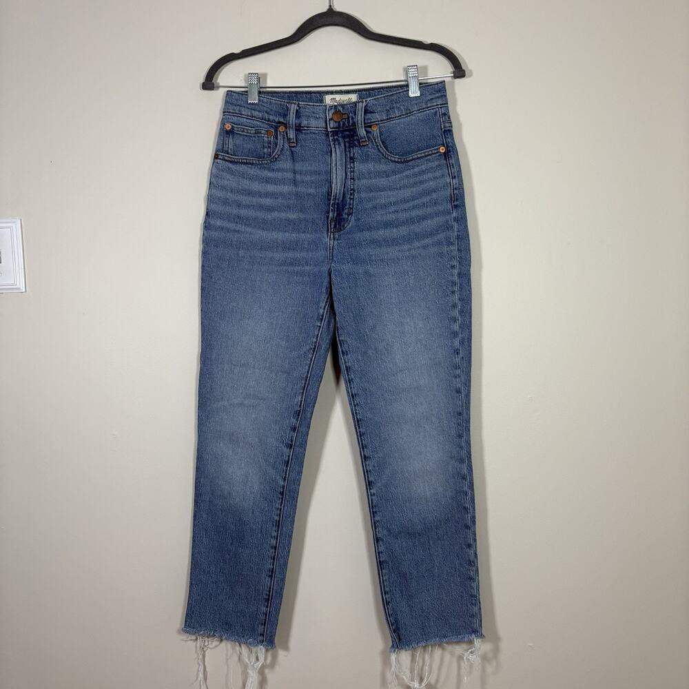 Madewell The Perfect Vintage Crop Jeans Raw Hem Medium Wash Denim 27